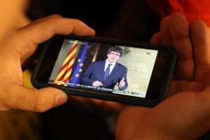 Demonstrators Protest Spanish Move To Suspend Catalan Autonomy