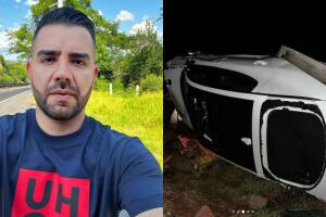 El auto de Edwin García dio varias vueltas tras salir del asfalto.
