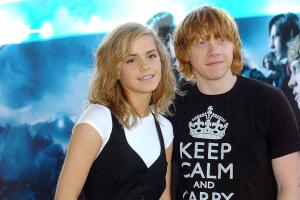 British actors Rupert Grint (R) and Emma
