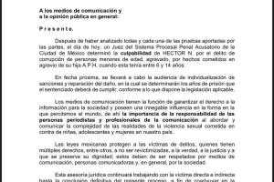 Comunicado abogados Alexa Parra