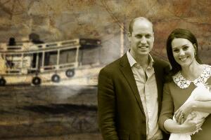 El príncipe William y Kate Middleton con el pequeño Louis en los brazos