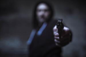 Wicked villain about to kill someone