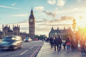 Westminster Bridge at sunset, London, UK