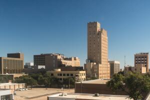 Fall Afternoon Blue Sky Lubbock Texas Downtown City Skyline