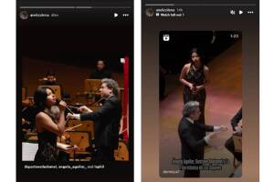 Ángela Aguilar junto al derector de orquesta Gustavo Dudamel