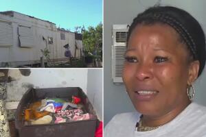 En medio de lágrimas, esta habitante de Fort Myers agradece estar viva tras el paso del huracán Ian.