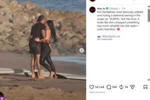 Así captaron a Kim Kardashian y Lewis Hamilton.