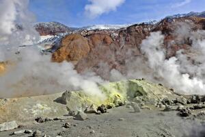 Mutnovsky volcano in Kamchatka Peninsula. Russia