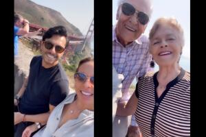 Edgar Bahena posa con sus suegros