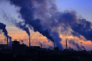 Pollution Factory Smoke in Air with Sky Bad for the Environment