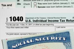 USA Social Security Card on calculations of tax for retirement