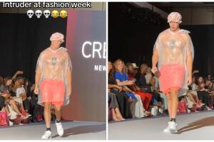 Intruso se cuela en pasarela de la Fashion Week en Nueva York.