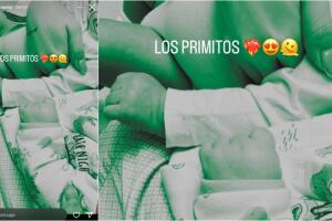 Esta es la foto del encuentro entre la bebé de Christian Nodal y el de su hermana Amely. 