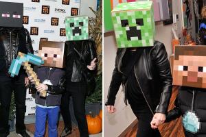 Familia disfrazada como personajes de Minecraft