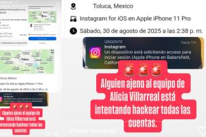 Este fue el mensaje y las aparentes evidencias del presunto intento de 'hackeo' del que habría sido víctima Alicia Villarreal. 