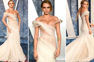 Cara Delevinge en la fiesta de Vanity Fair tras los premios Oscar 2023
