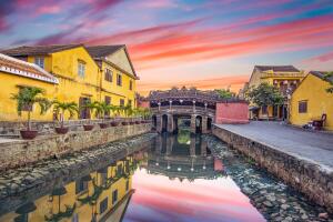 Hoi An ancient town on a early morning which is one of the most famous destination for tourists.