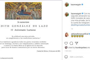 Lorenzo Lazo anuncia misa por segundo aniversario luctuoso de Edith González
