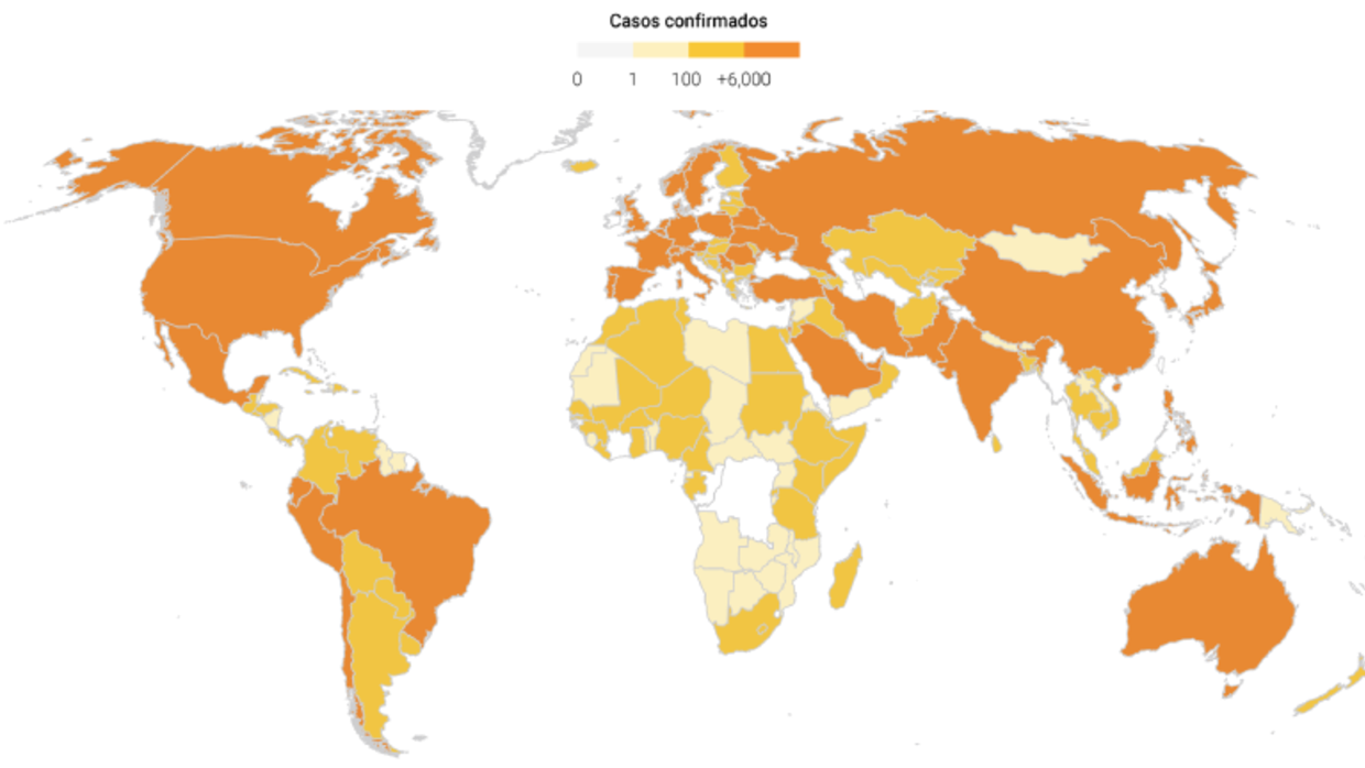 Mapa actualizado del coronavirus: cifras de casos confirmados y ...