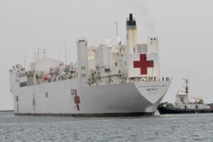 The berthing of USNS Mercy is seen at Ma