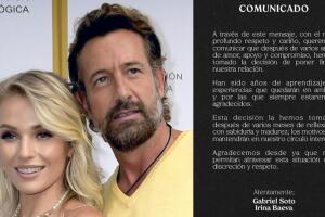 Este es el comunicado que Gabriel Soto publicó anunciando su separación de Irina Baeva.
