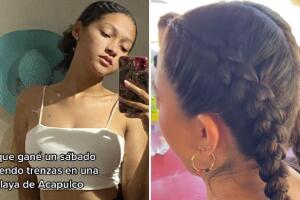 Joven revela cuánto gana por hacer trenzas en Acapulco, México