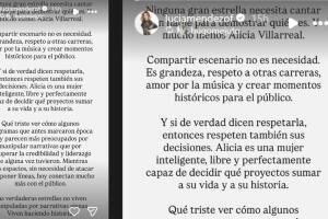 Este es el mensaje con el que Lucía Méndez defendió a Alicia Villarreal luego de que la cantante apareciera cantando con ella y otros artistas. Originalmente, el escrito fue publicado por el productor Hugo Mejuto y después replicado por la actriz.  