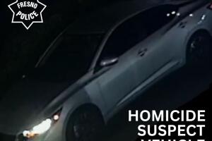 El Departamento de Policía de Fresno compartió una imagen de un auto relacionado al incendio provocado.