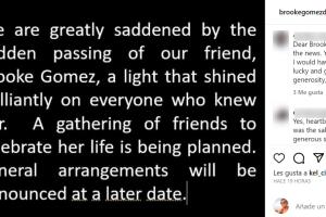 Con este mensaje, el despacho de Brooke Gómez confirmó su repentina y misteriosa muerte.