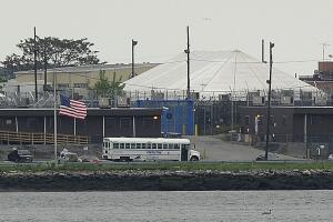 A view of buildings at the Rikers Island