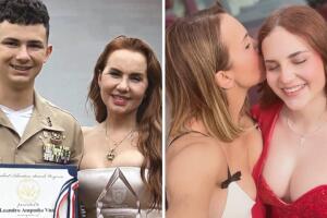 Michelle Vieth con sus hijos mayores, Leandro y Michelle