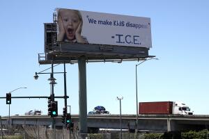 Vandalized California Billboard Criticizes ICE Detention Of Children