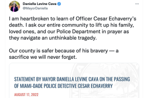 muere policia Miami Dade Cesar Echy Echaverry herido bala cabeza persecución 