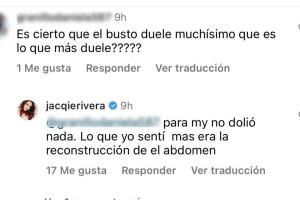 Jacqie Rivera también respondió dudas de sus seguidores respecto a la operación.