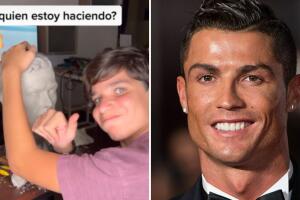 Chico de 13 años realizó una estatua de Cristiano Ronaldo: pide ayuda para que el futbolista la vea