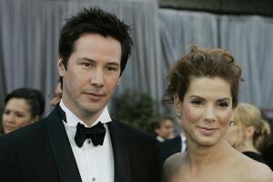 Actor Keanu Reeves(L) and actress Sandra