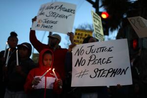 Demonstrators Protest Against Recent Sacramento Police Shooting Of Unarmed Black Man