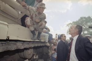 Bush Greets Soldier 1991