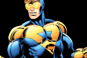 Booster Gold posando como héroe