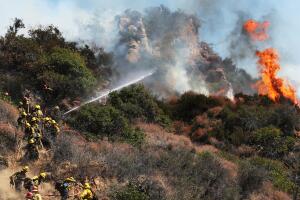 Brushfire Threatens Home In Pacific Palisades Section Of Los Angeles
