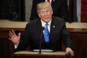El presidente Donald Trump en su discurso sobre el Estado de la Unión en el Capitolio, el martes 30 de enero de 2018.