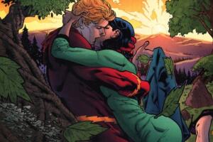 Wally West y Linda Park se besan