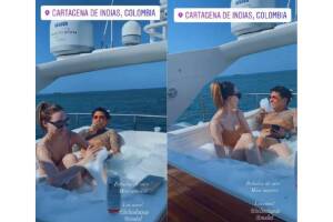 Belinda y Christian Nodal en Cartagena en 2021