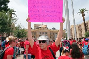 Arizona Teachers Go On Strike And March To State Capitol