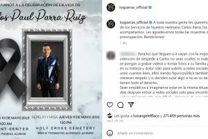 Familia de Carlos Parra da a conocer los detalles del funeral y agradece condolencias tras muerte del cantante.