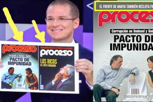 Imagen que muestra cómo Anaya editó la portada de la revista Proceso que mostró durante el segundo debate.