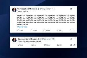 Newsom respondió con ironía en redes sociales al discurso de Trump.