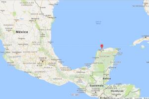 localización del cráter de Chicxulub en la Península de Yucatán