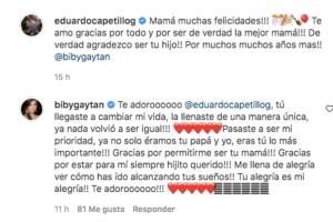 Comentario de Biby Gaytán en la felicitación de su hijo Eduardo Capetillo Jr..jpg