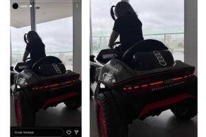 Inti en su lujoso carrito eléctrico Audi